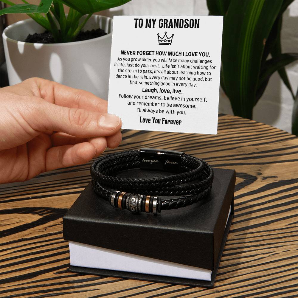 ZIAVIA | To My Grandson - LOVE YOU FOREVER - MEN'S LEATHER BRACELET - Image 7