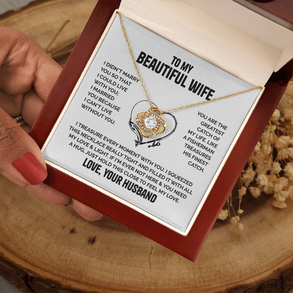 ZIAVIA | To My Beautiful Wife | I can't live without you | Vesta Knot Necklace - Image 8